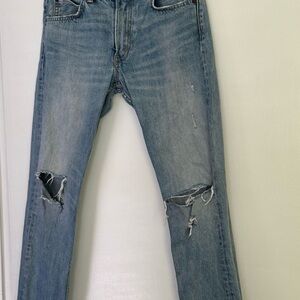 Distressed Blue Jeans